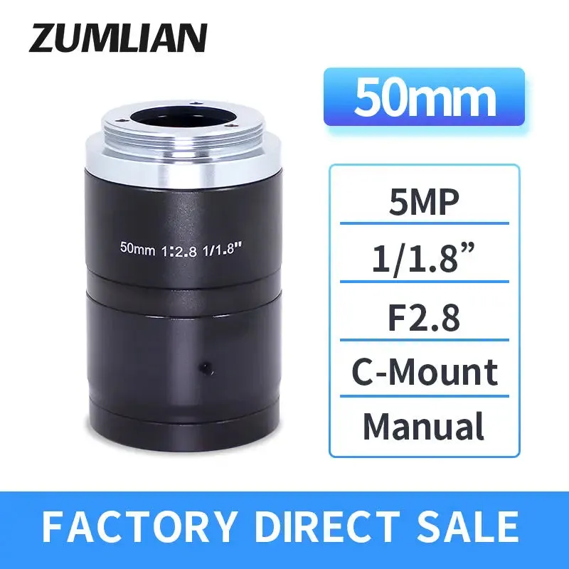 5MP 75mm 50mm FA Lens C-mount F2.8 1/1.8" FA Industrial Camera Lens