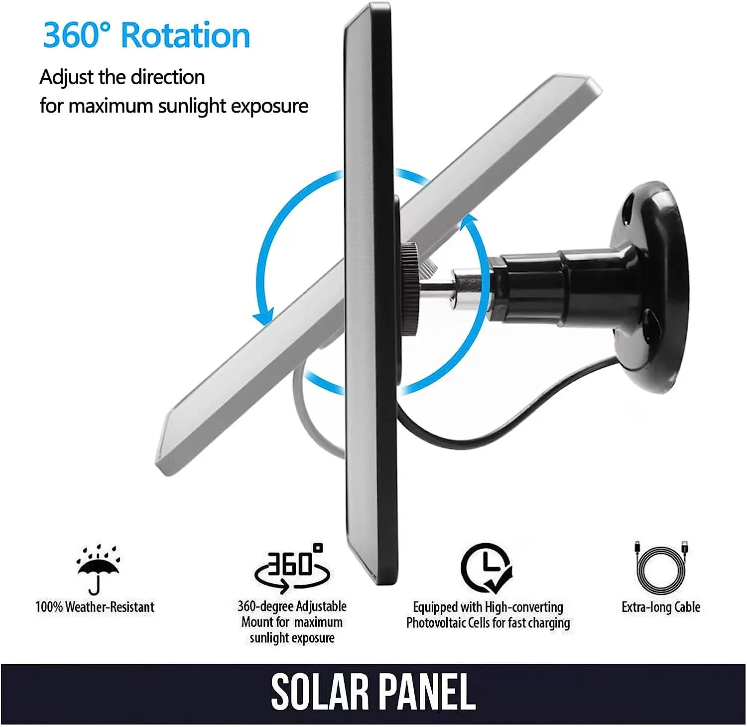 5W Solar Panel for Wireless Outdoor Camera-White