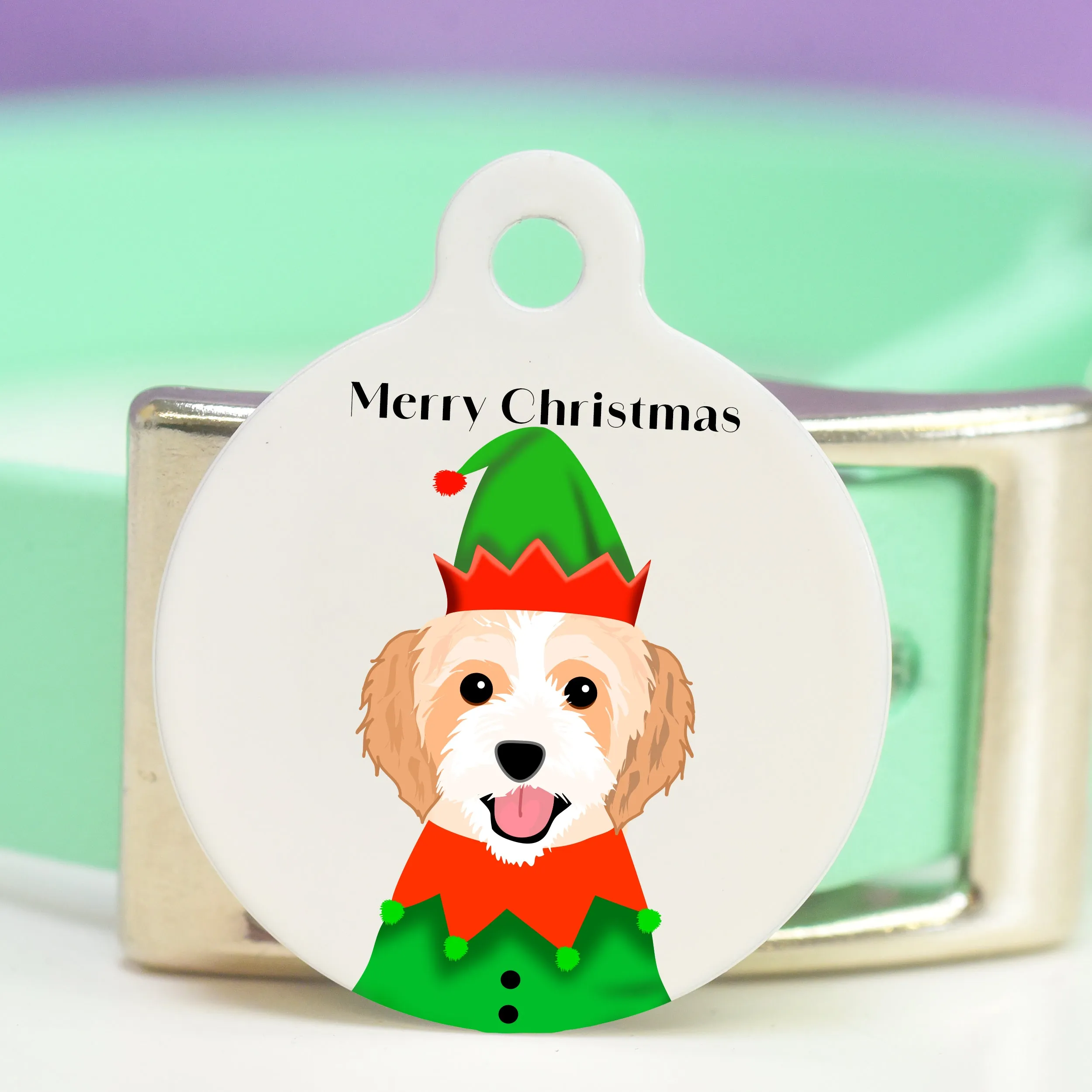 Christmas Personalised Dog ID Tag - Elf Outfit