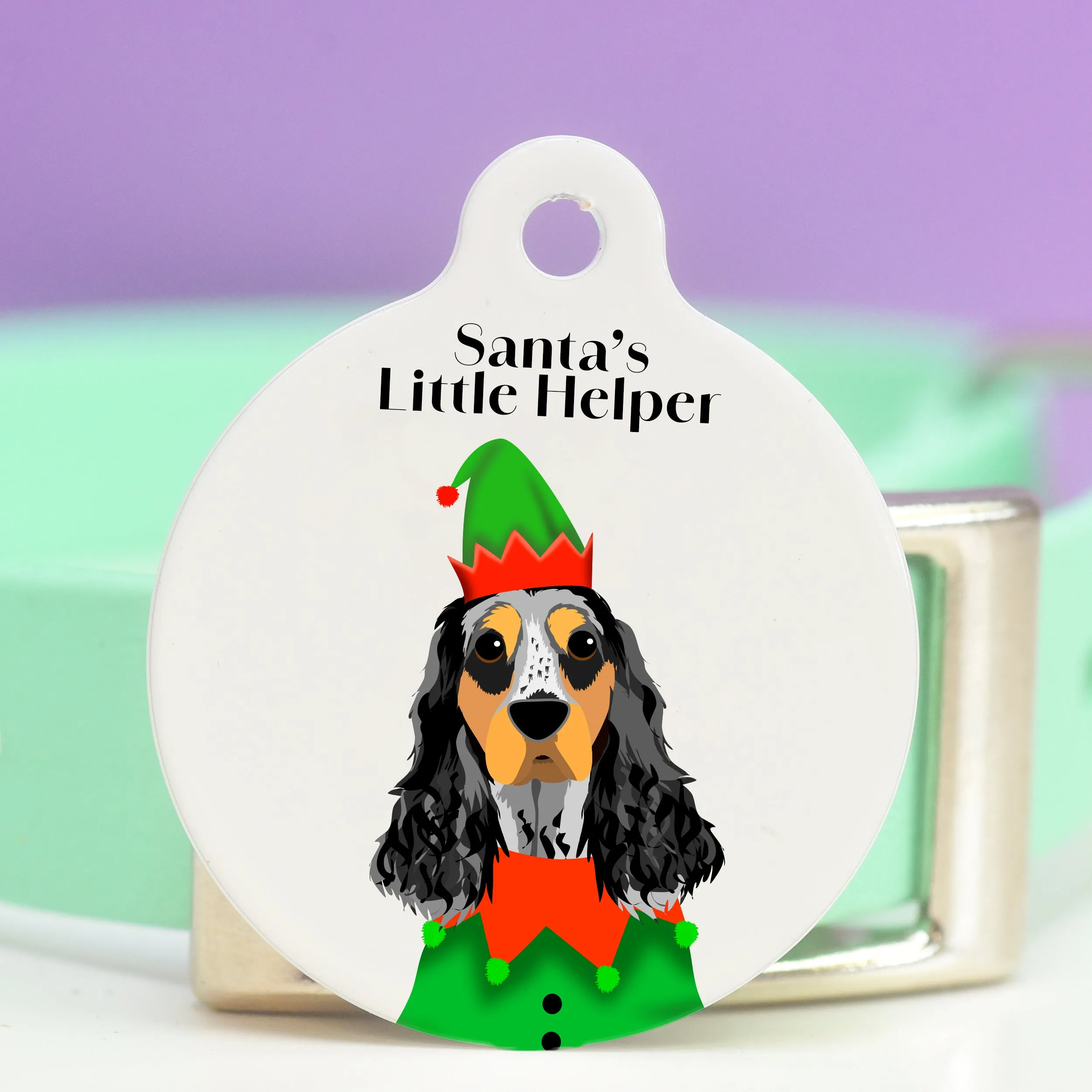 Christmas Personalised Dog ID Tag - Elf Outfit