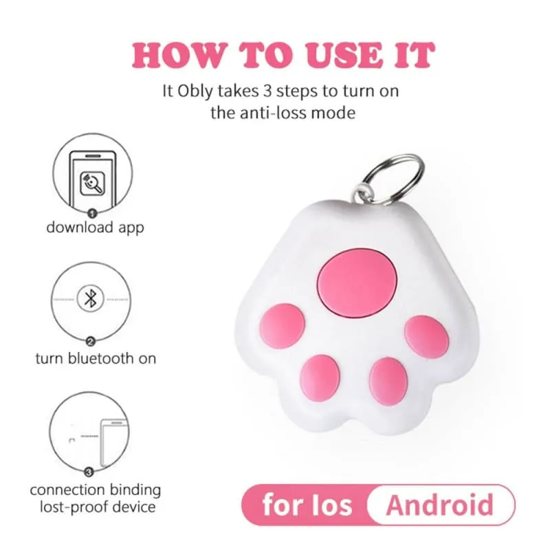 Colorful Paw Print Gps Anti Loss Tracker for Pets and Keys