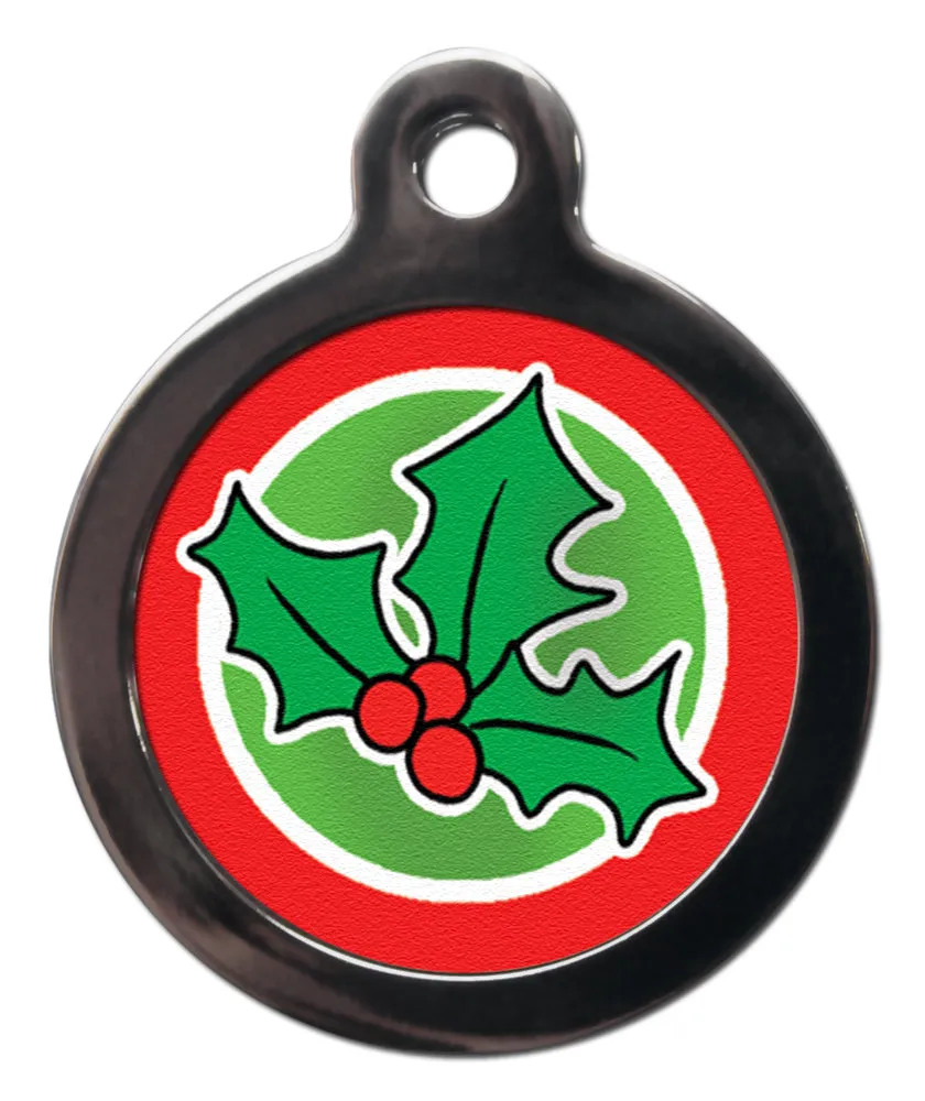 Cute Christmas Holly Dog Tag