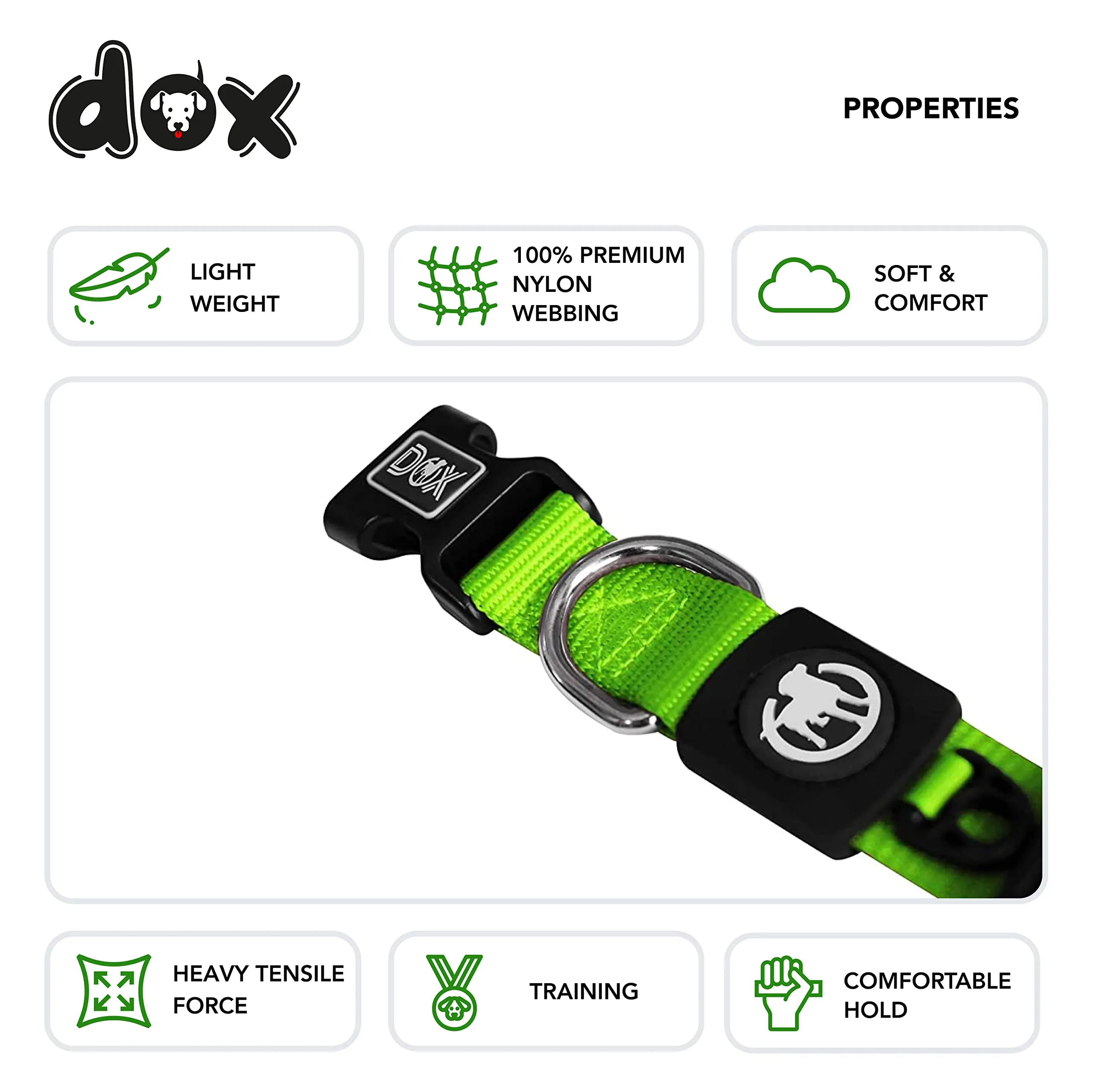 DDOXX Dog Collar Nylon, Adjustable | Many Colors & Sizes | for Small, Medium & Large Dogs