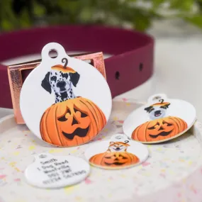 Dog ID Tag Personalised - Cute Pumpkin Halloween