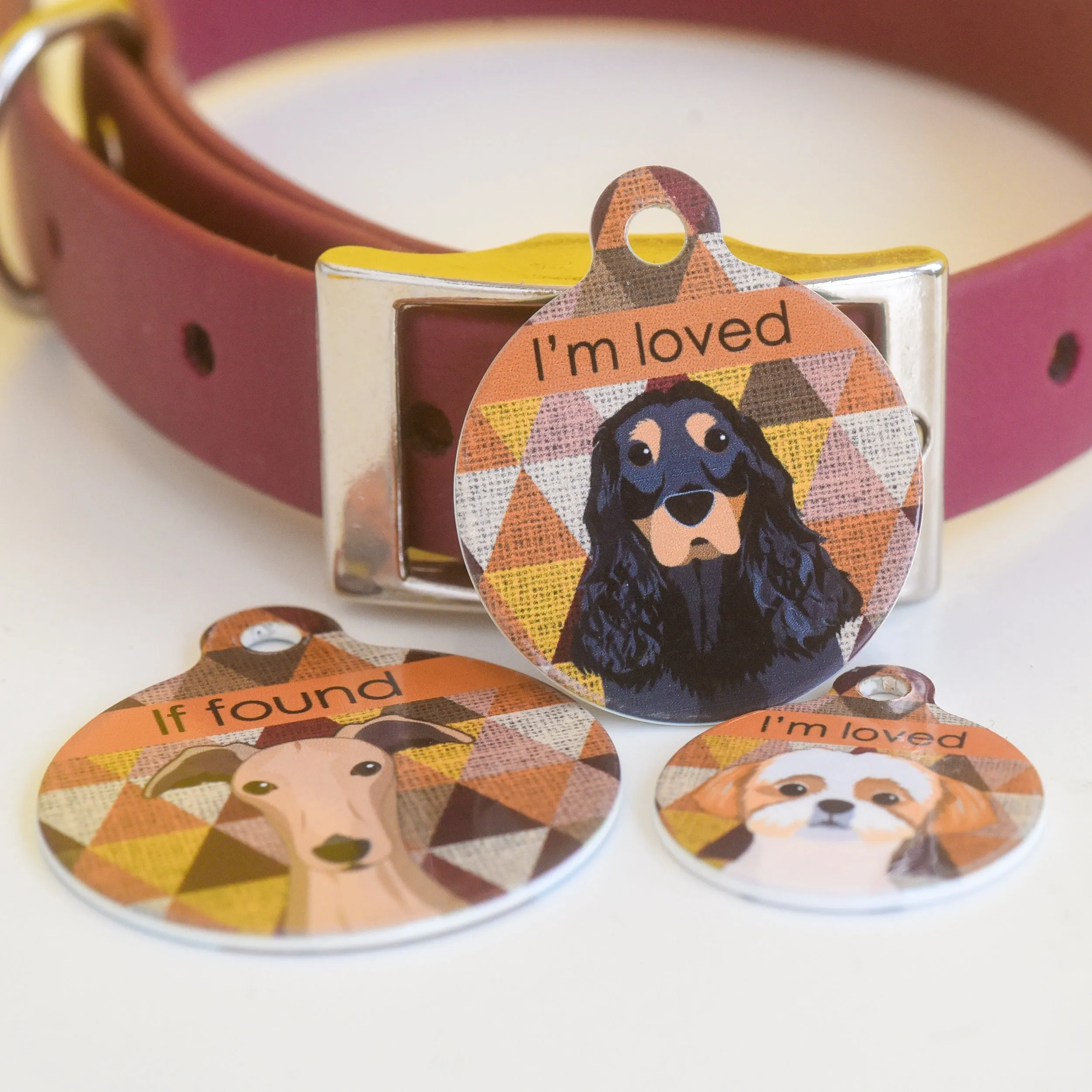 Dog Tag Personalised - Autumn Harlequin