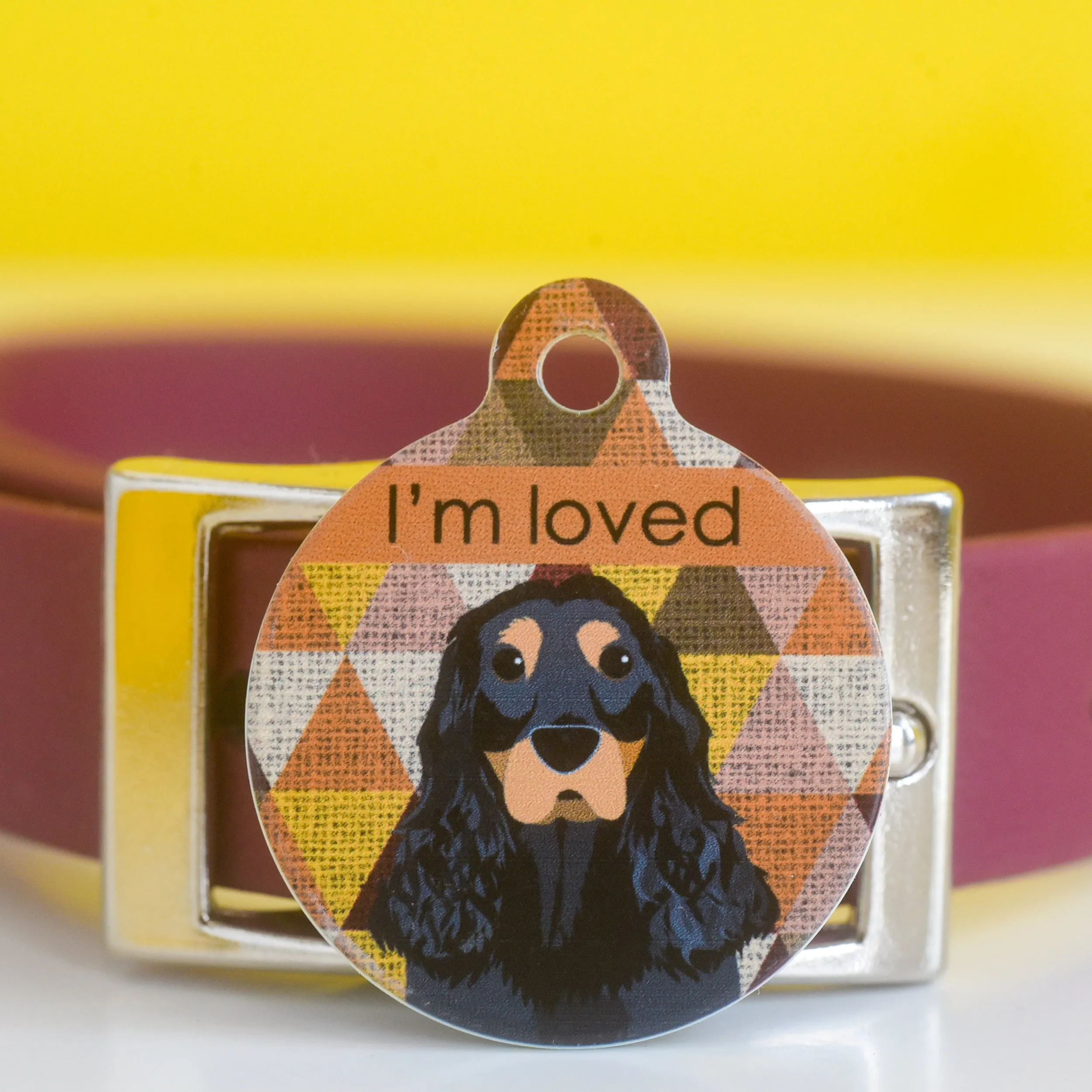 Dog Tag Personalised - Autumn Harlequin