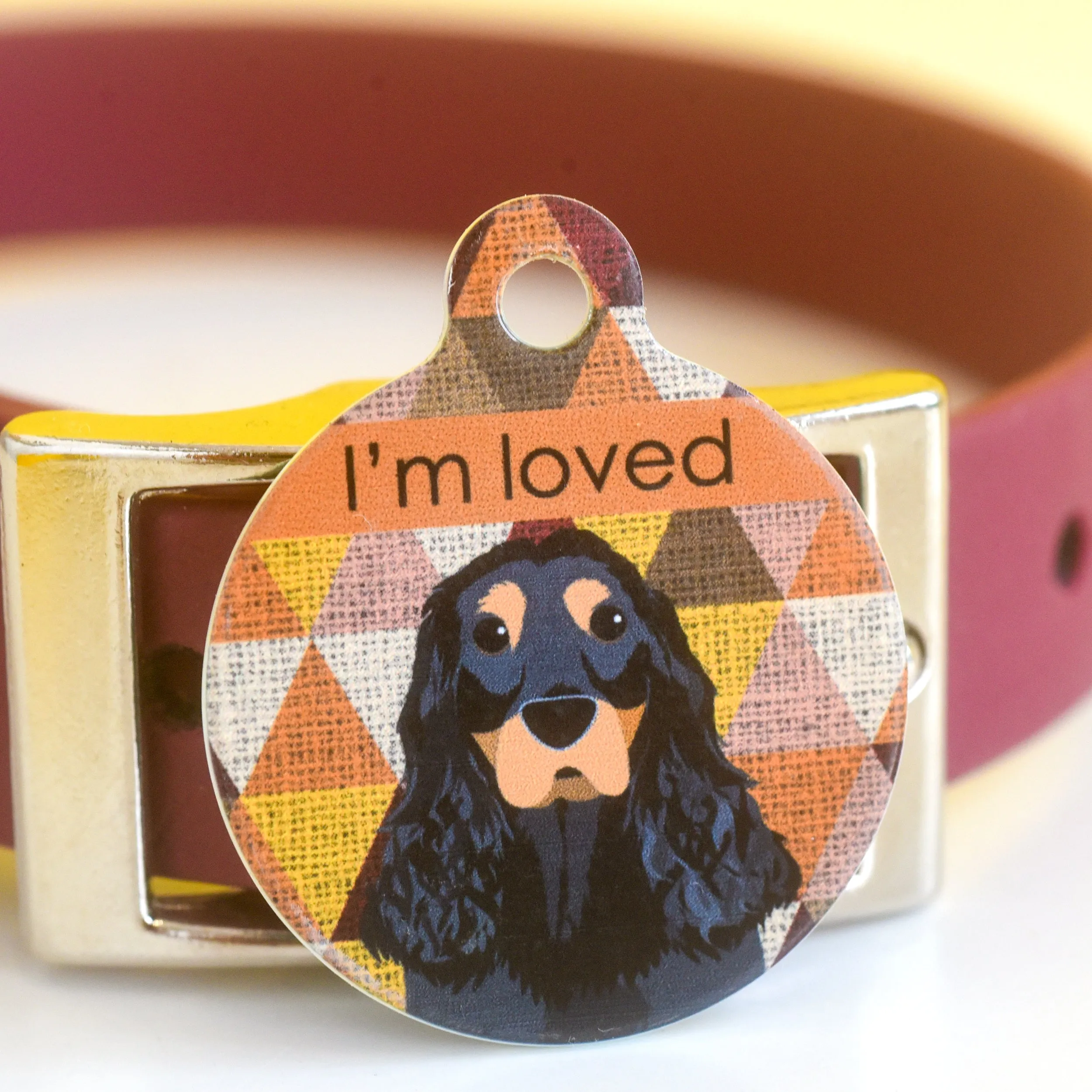 Dog Tag Personalised - Autumn Harlequin