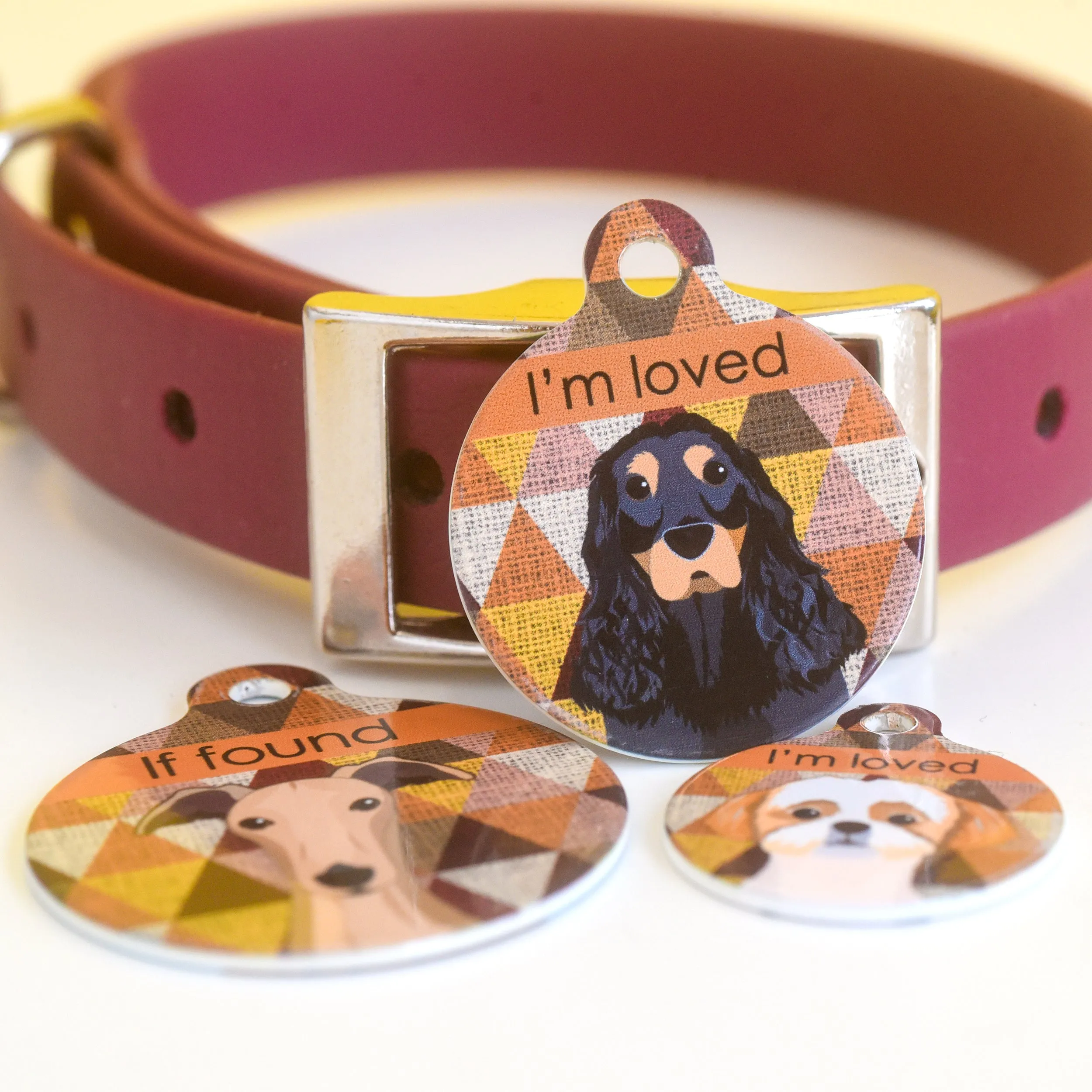 Dog Tag Personalised - Autumn Harlequin