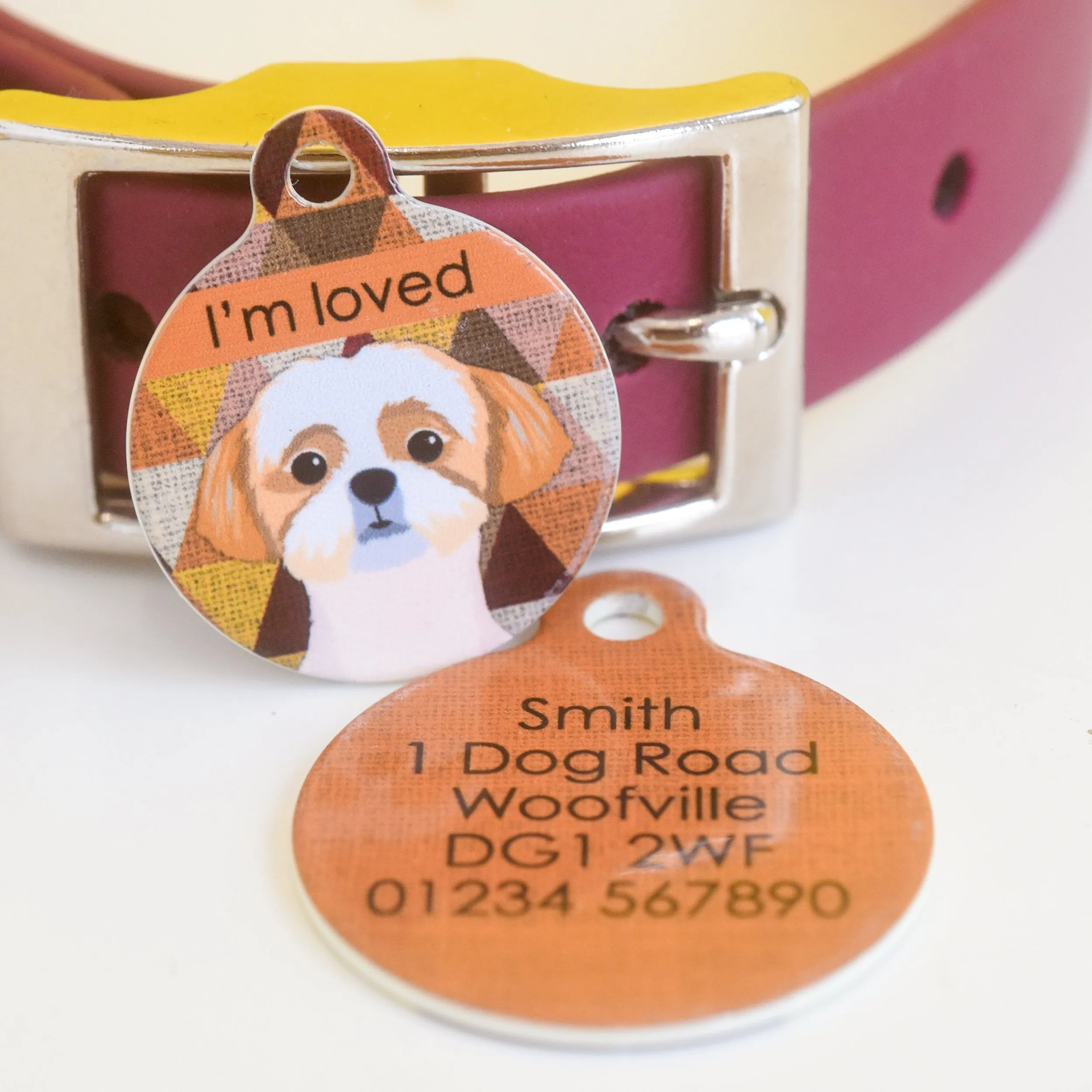 Dog Tag Personalised - Autumn Harlequin