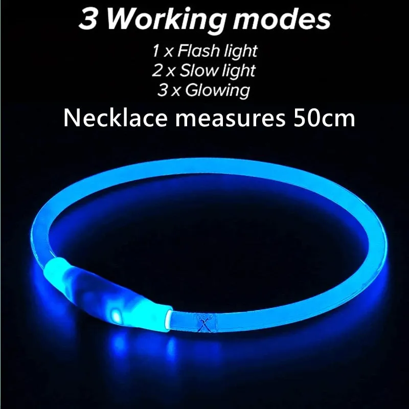 Flashing LED Light Safety Dog Collar