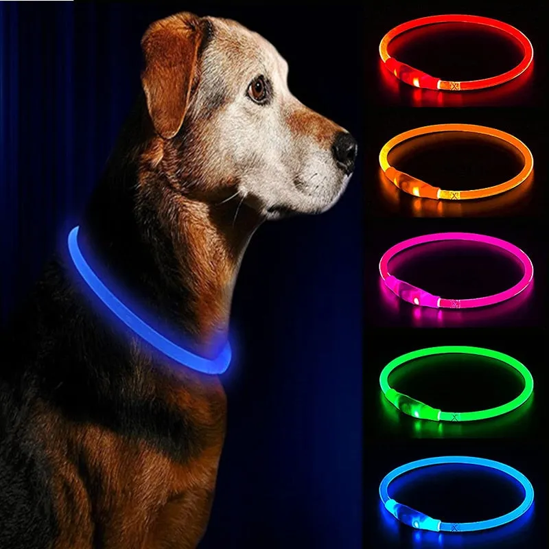 Flashing LED Light Safety Dog Collar