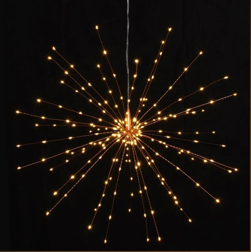 Large Hanging Starburst LED Light Decoration - Silver or Copper - Mains Operated