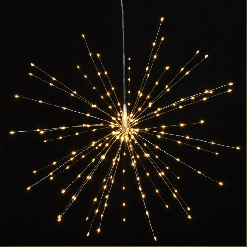 Large Hanging Starburst LED Light Decoration - Silver or Copper - Mains Operated