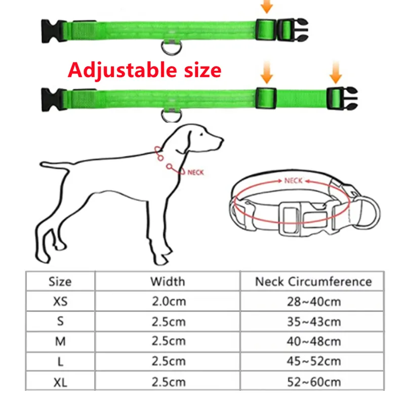 LED Glowing Dog Collars Rechargeable