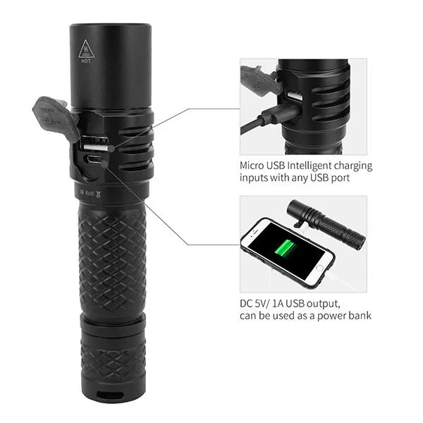 MOT10 1000 Lumens USB Rechargeable EDC Flashlight