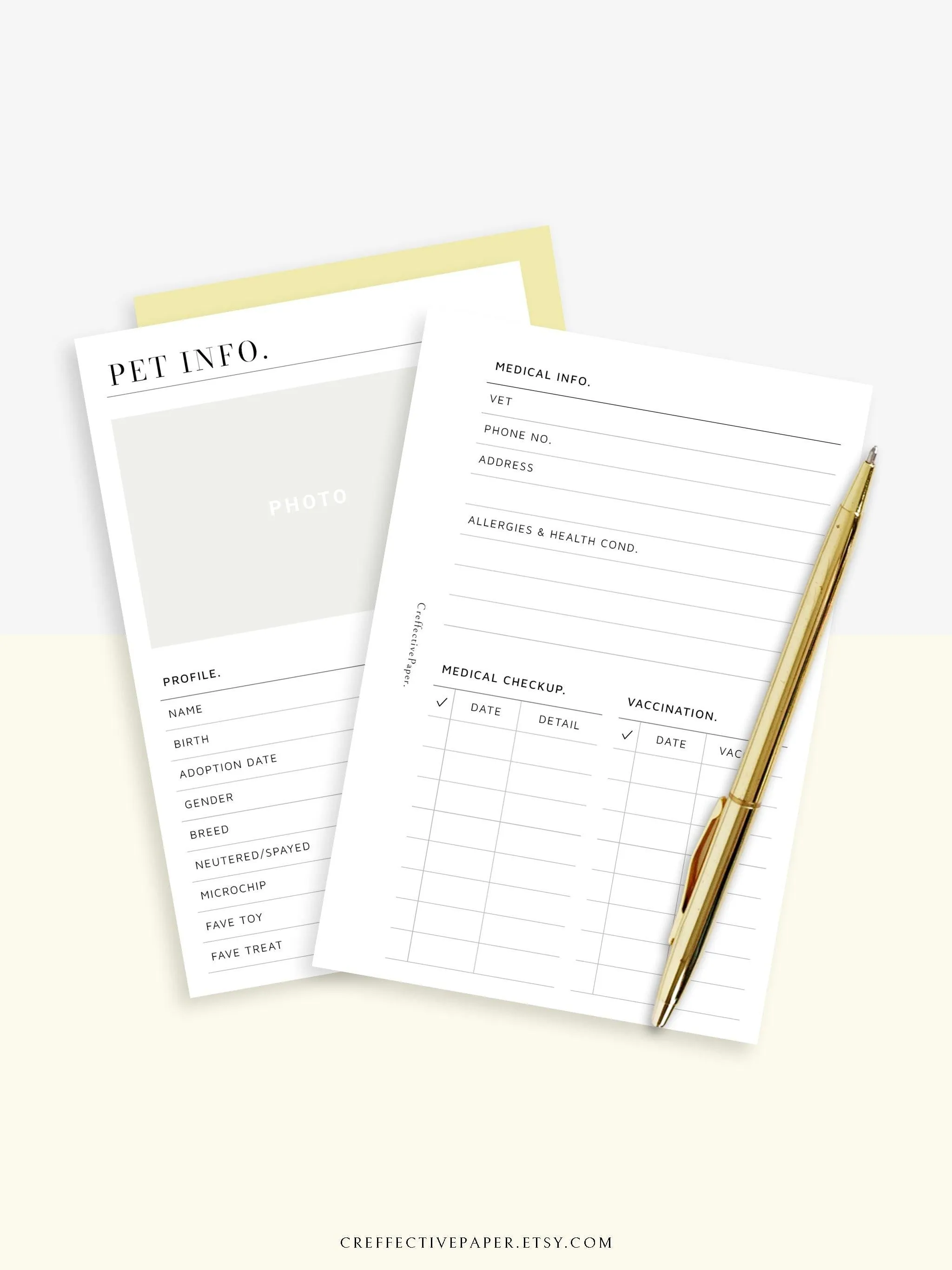 N110 | Printable Pet Information & Care Planner Template