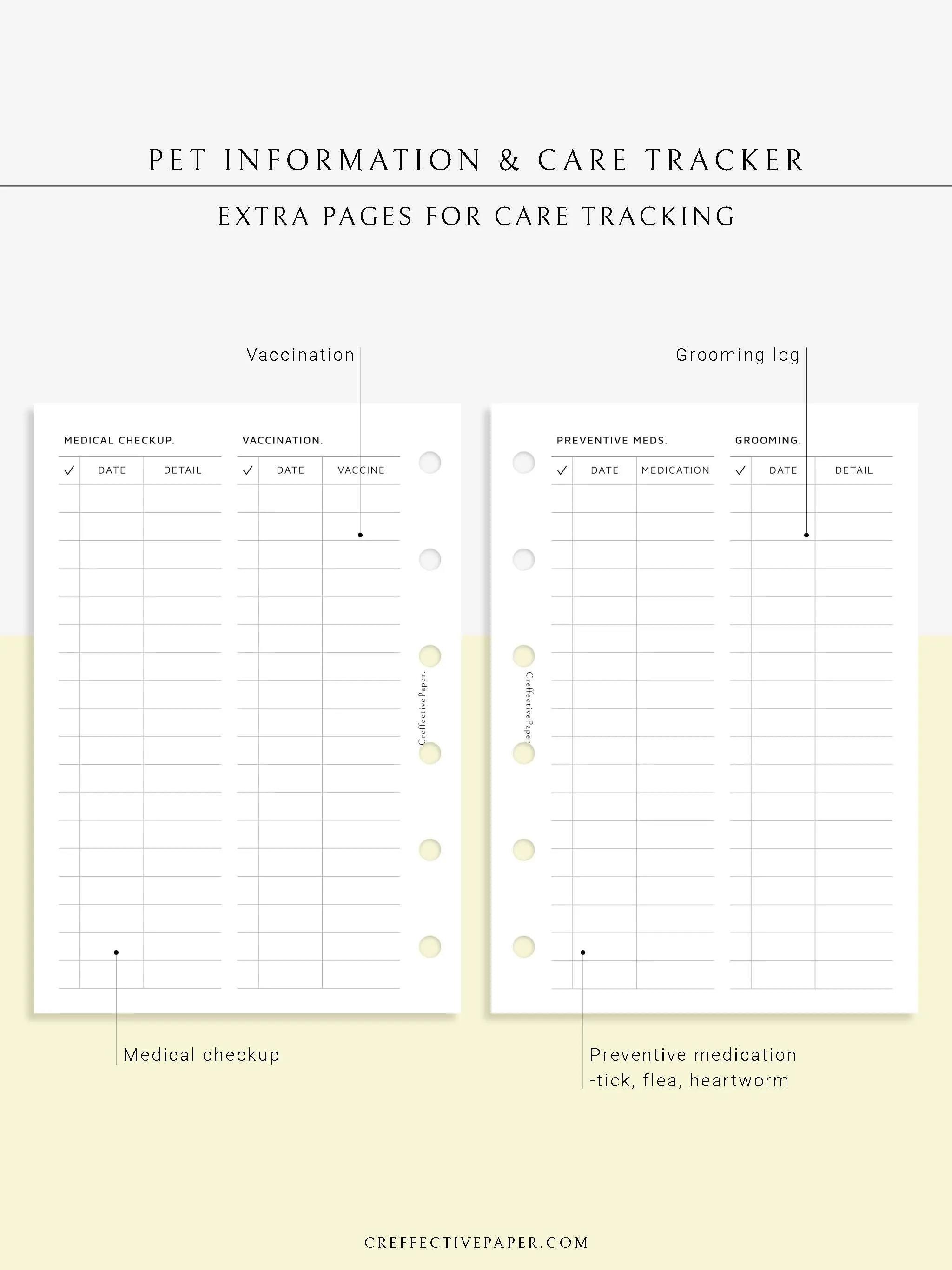 N110 | Printable Pet Information & Care Planner Template