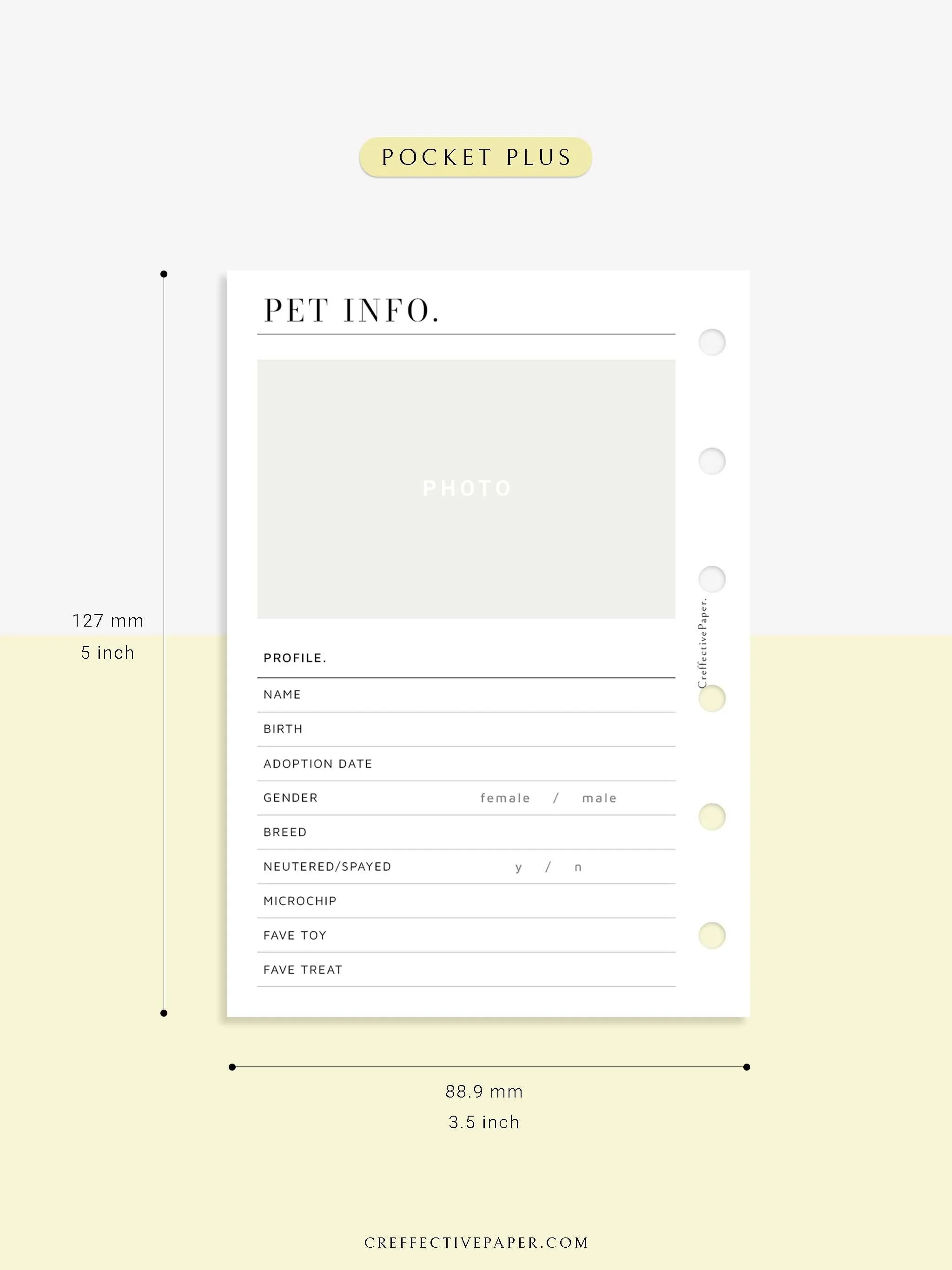 N110 | Printable Pet Information & Care Planner Template