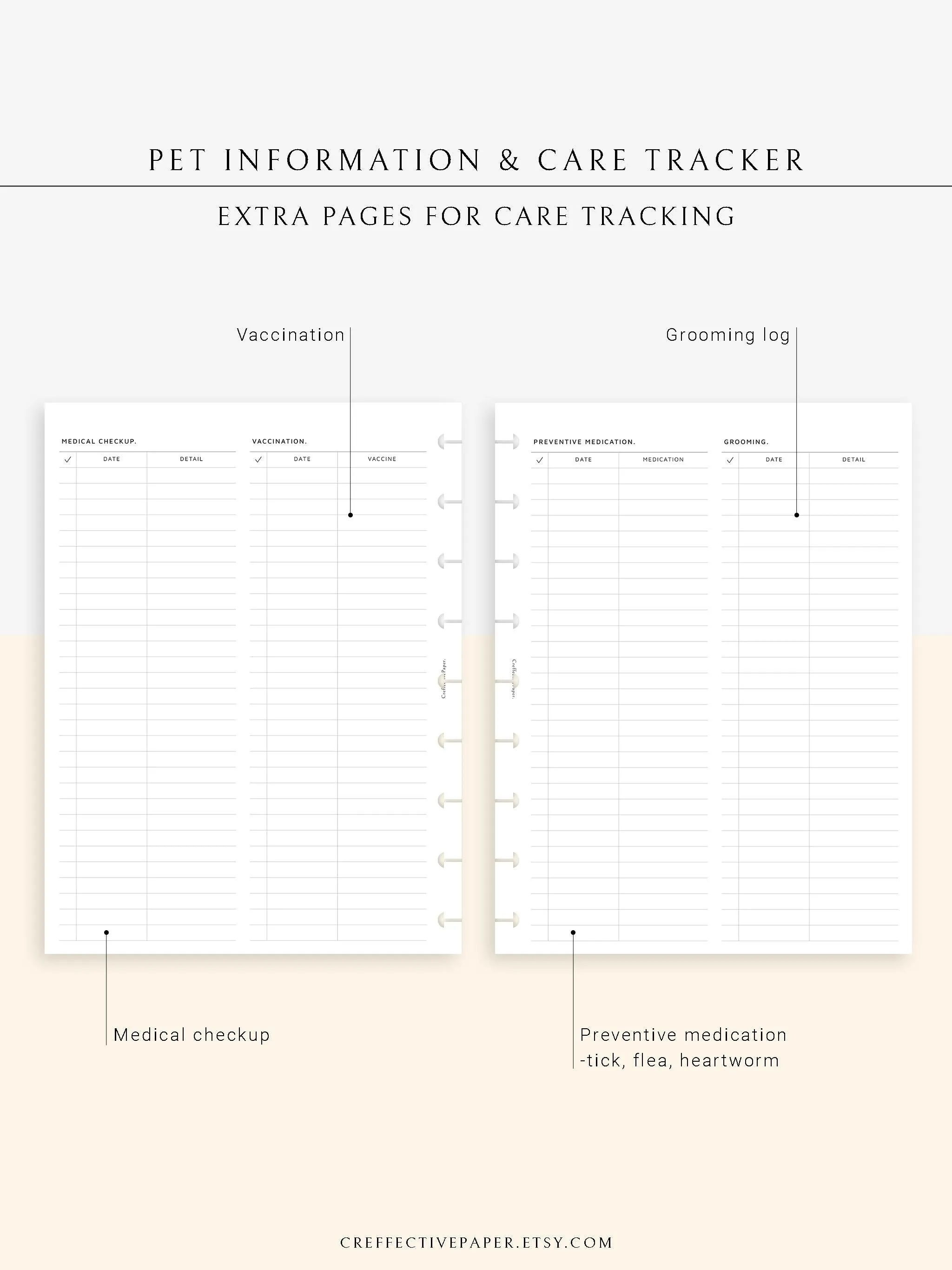 N110 | Printable Pet Information & Care Planner Template