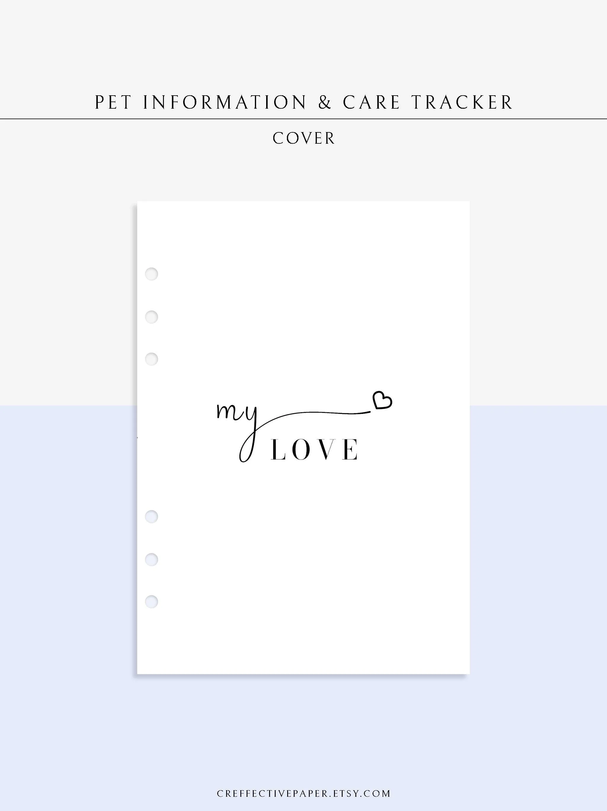 N110 | Printable Pet Information & Care Planner Template