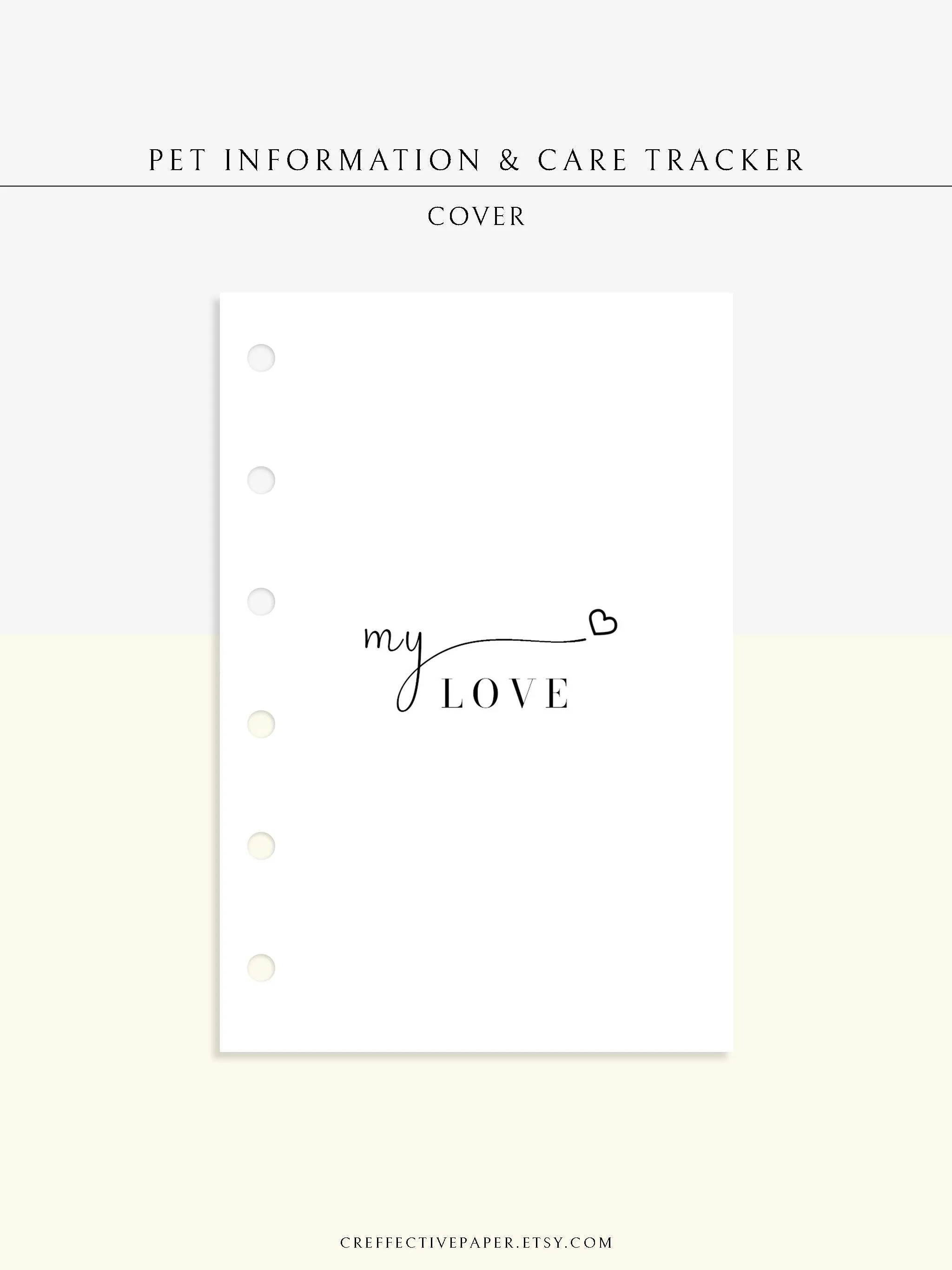 N110 | Printable Pet Information & Care Planner Template