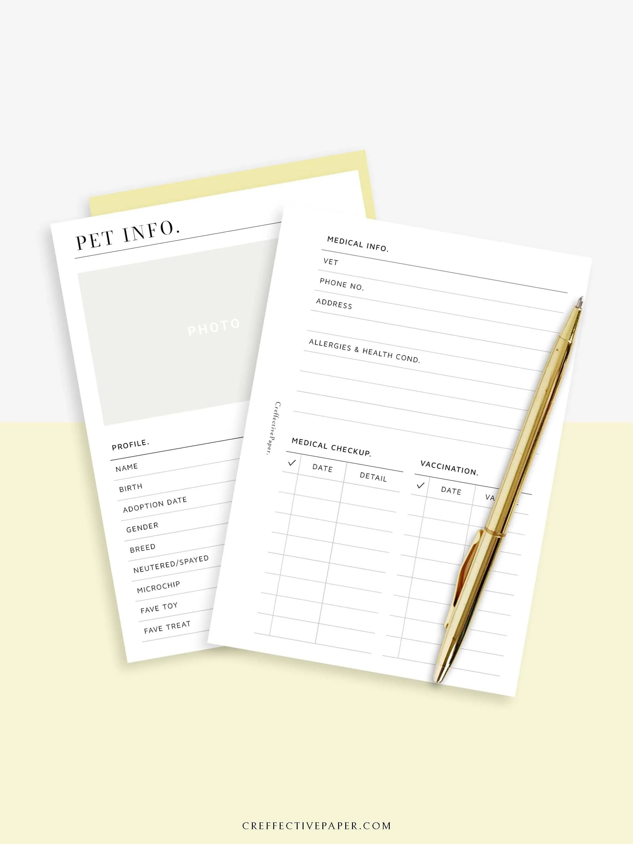 N110 | Printable Pet Information & Care Planner Template