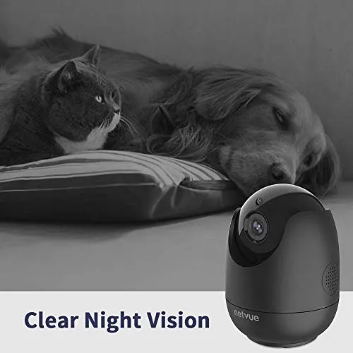 NETVUE 1080P WiFi Security Camera, Pet Camera 2 Way Audio, Baby Monitor, Night Vision, Smart AI. Human Detection, Pan Tilt Zoom, Works with Alexa, Baby Camera with Cloud Storage (Black)