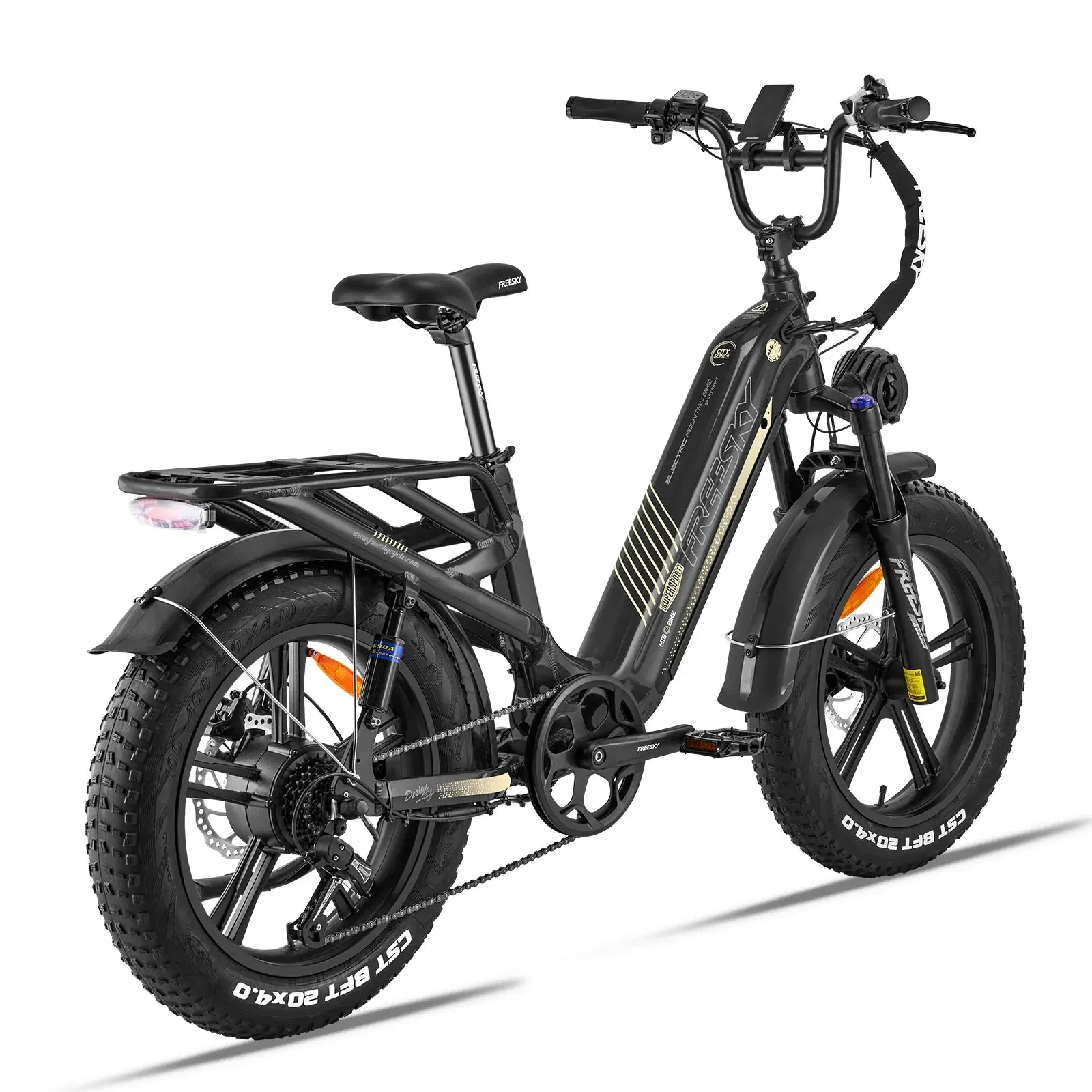 OB eBikes FREESKY Rocky 750 w Ready to Ride Step Thru Ebike 20x4 Electric Cargo eBike