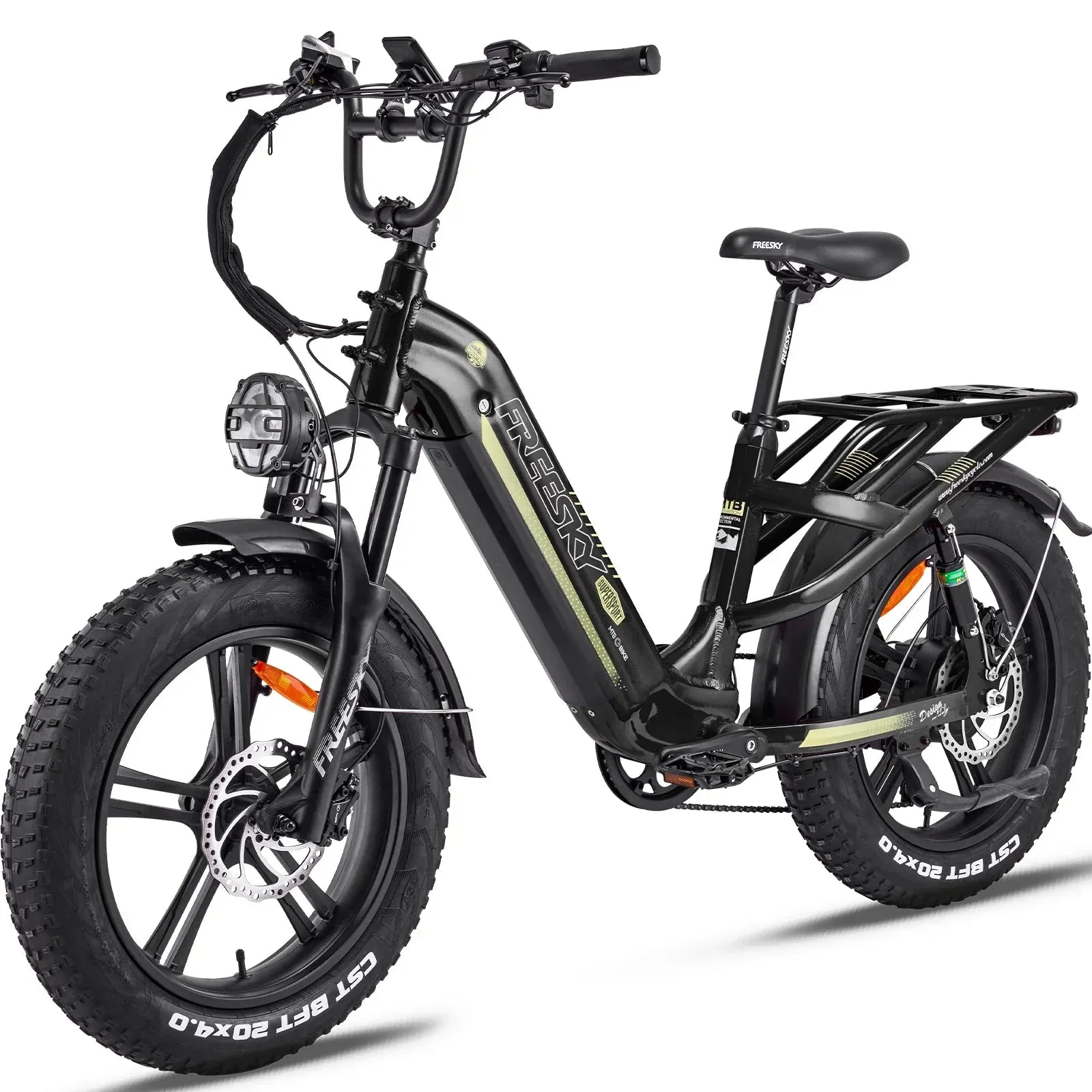 OB eBikes FREESKY Rocky 750 w Ready to Ride Step Thru Ebike 20x4 Electric Cargo eBike