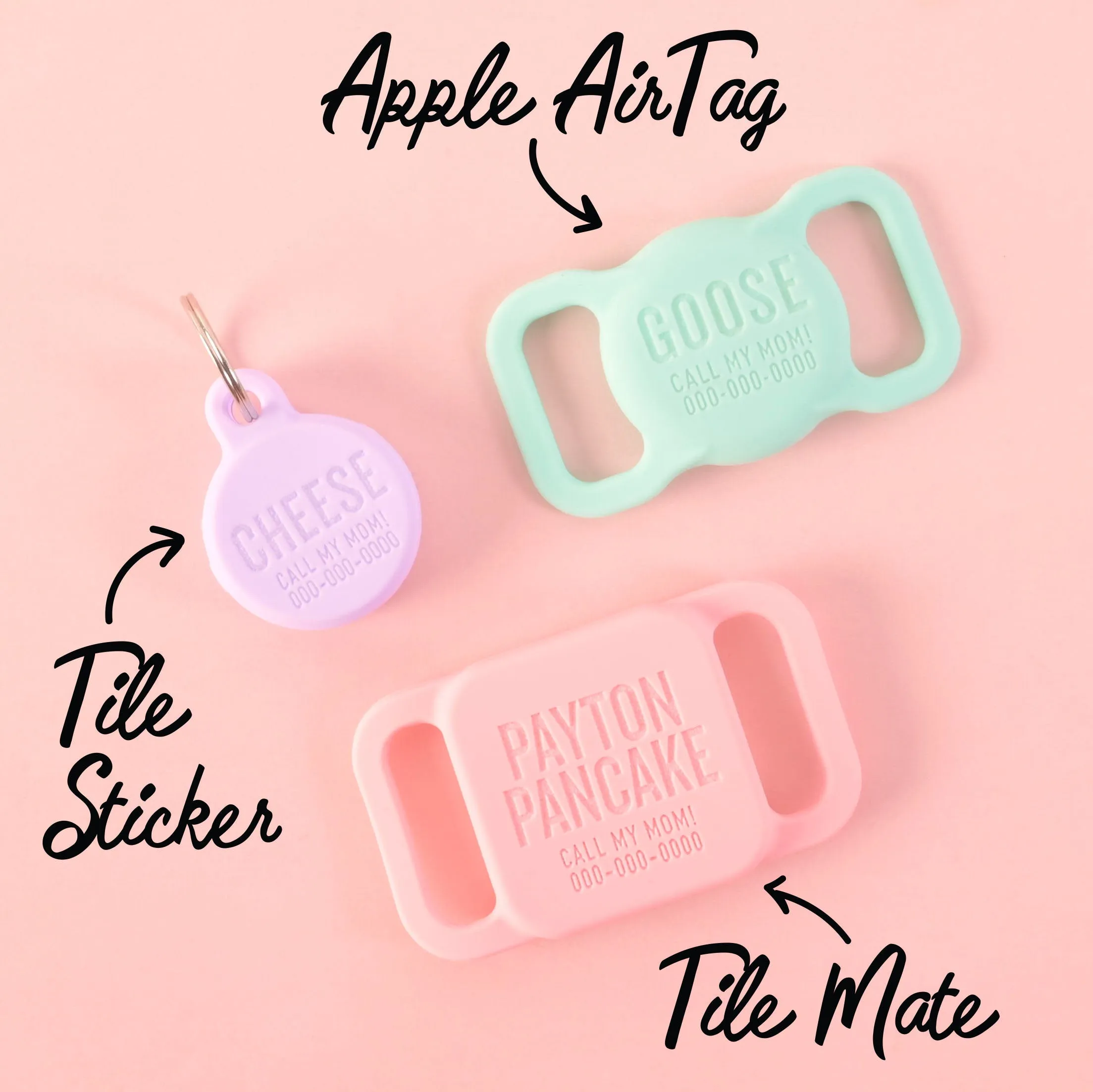 Personalized Silicone Pet Tag, Tile Sticker Holder