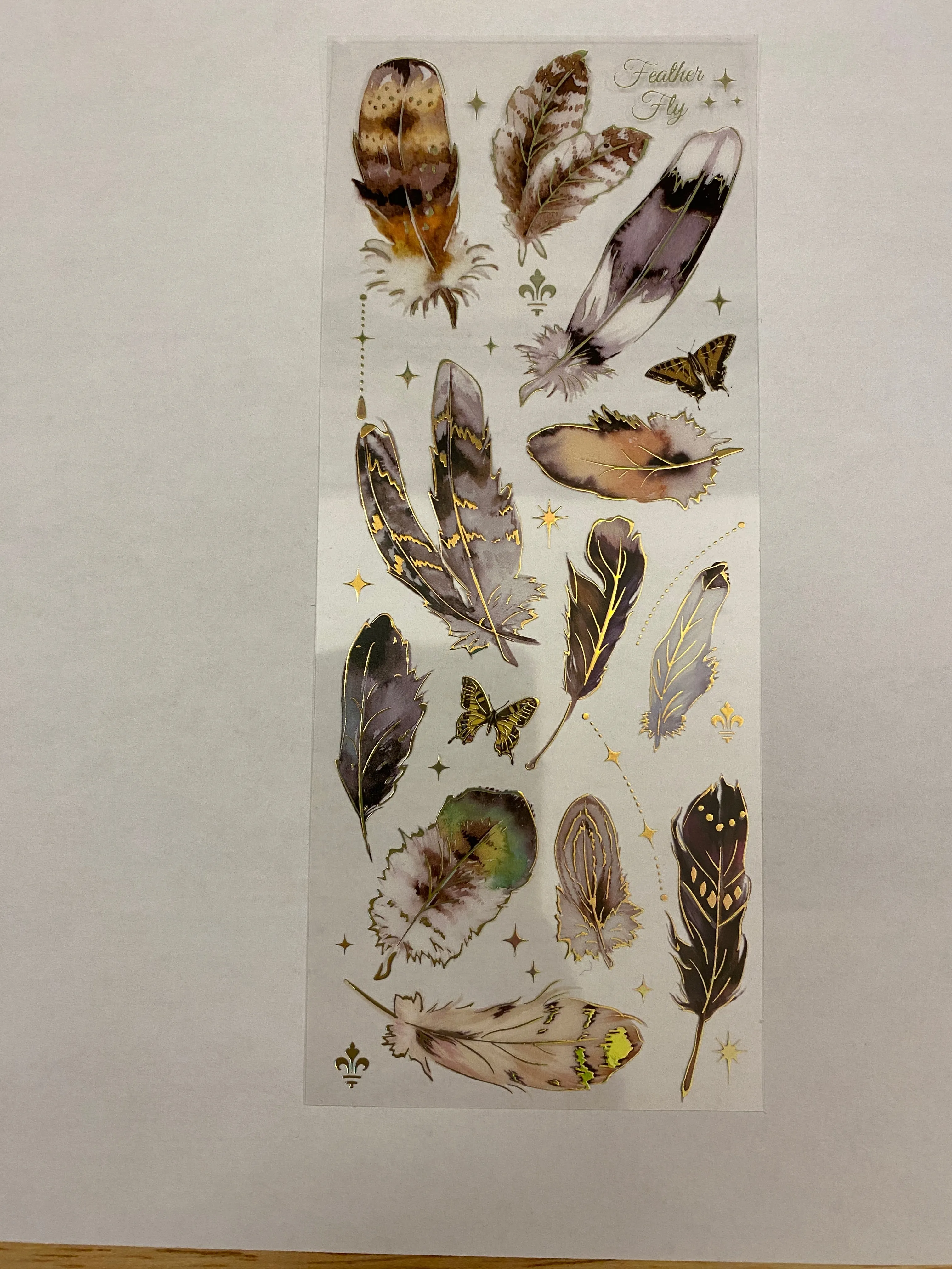 PET Foil Clear Tape with Brown and White Feathers