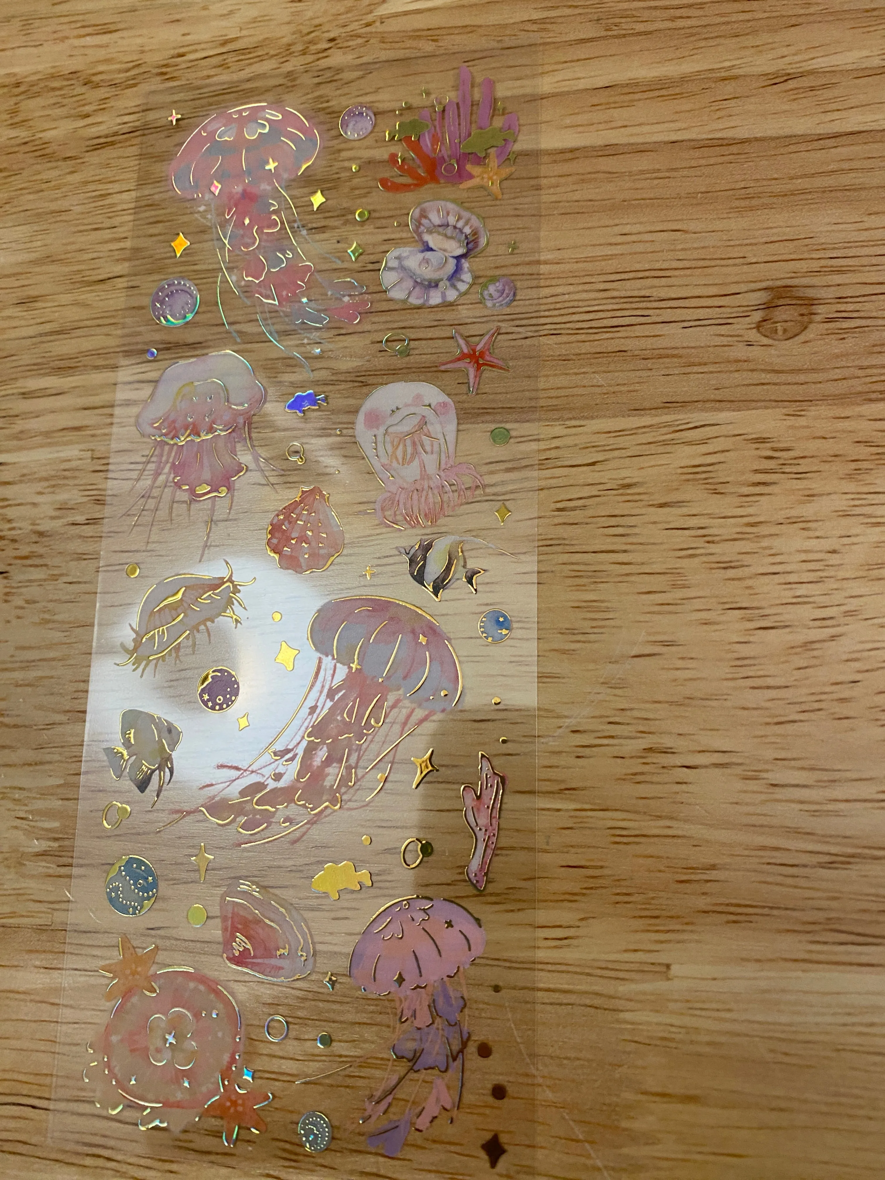 PET Foil Clear Tape with Pink Ocean Stuff