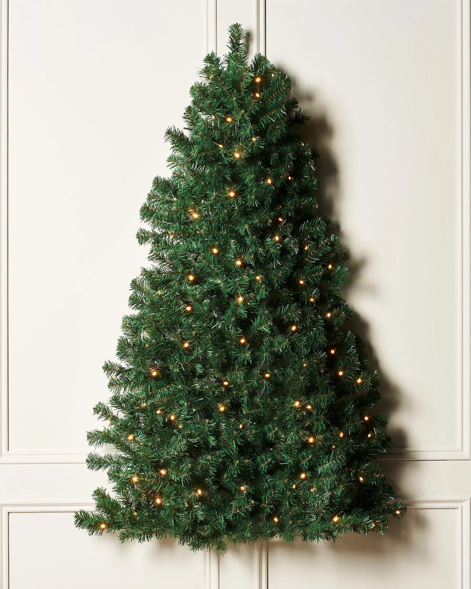 Pre-Lit Green Wall Mounted Christmas Tree, 4 ft