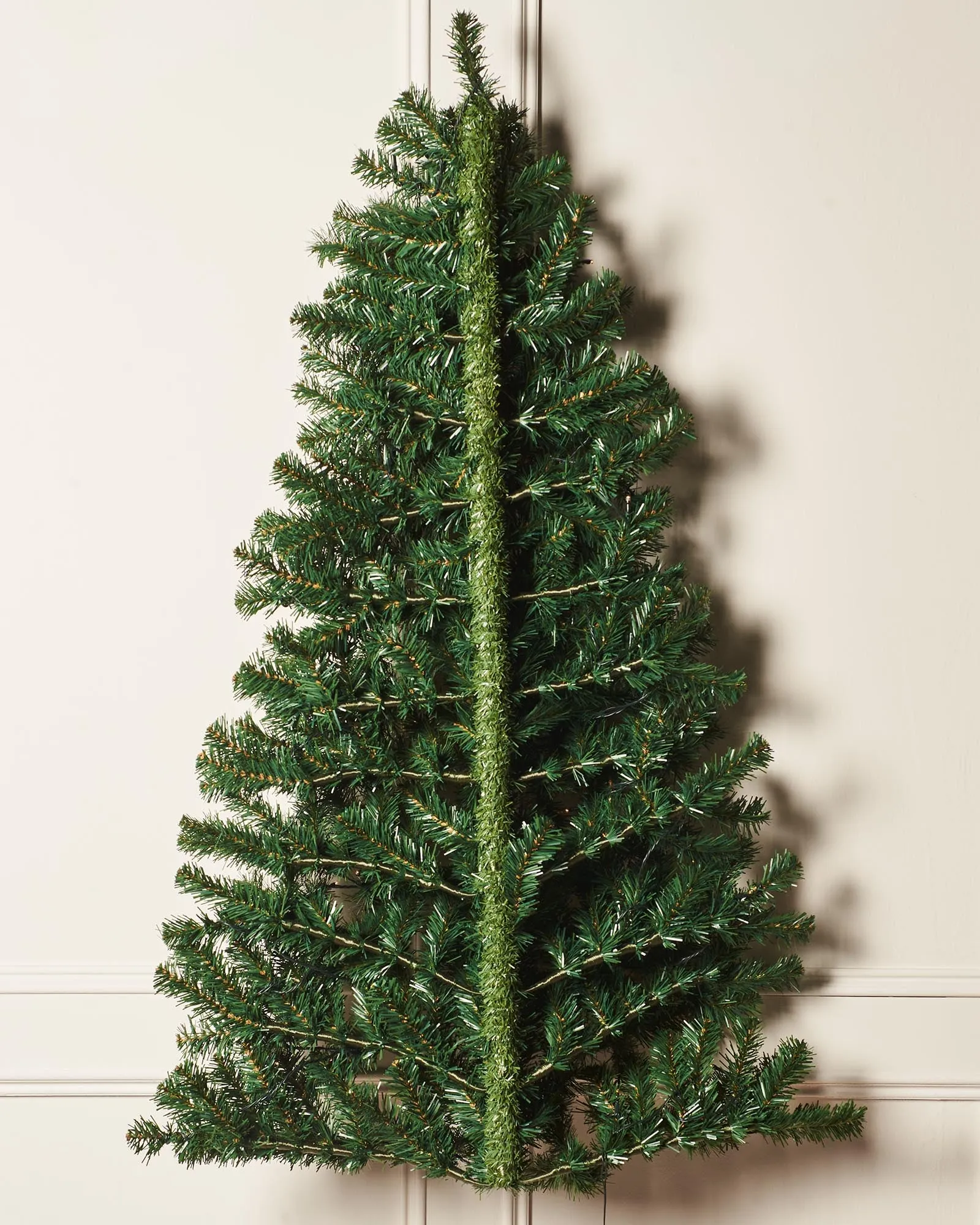 Pre-Lit Green Wall Mounted Christmas Tree, 4 ft