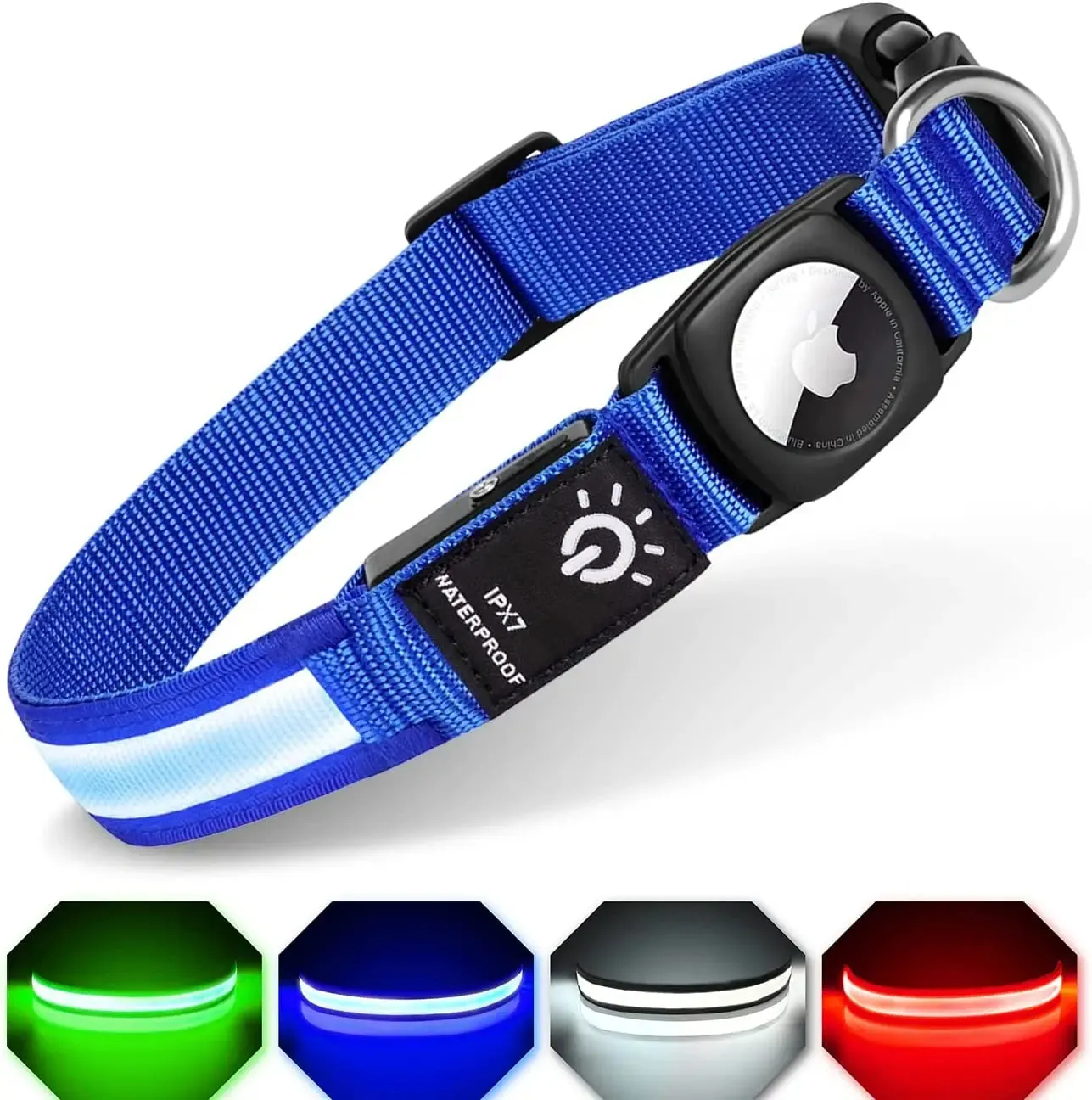 Quick Release Dog Collar w/ AirTag Holder & LED Light