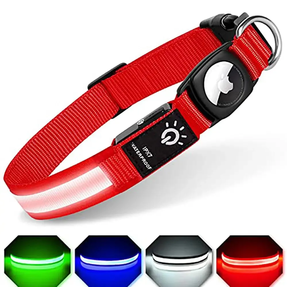 Quick Release Dog Collar w/ AirTag Holder & LED Light