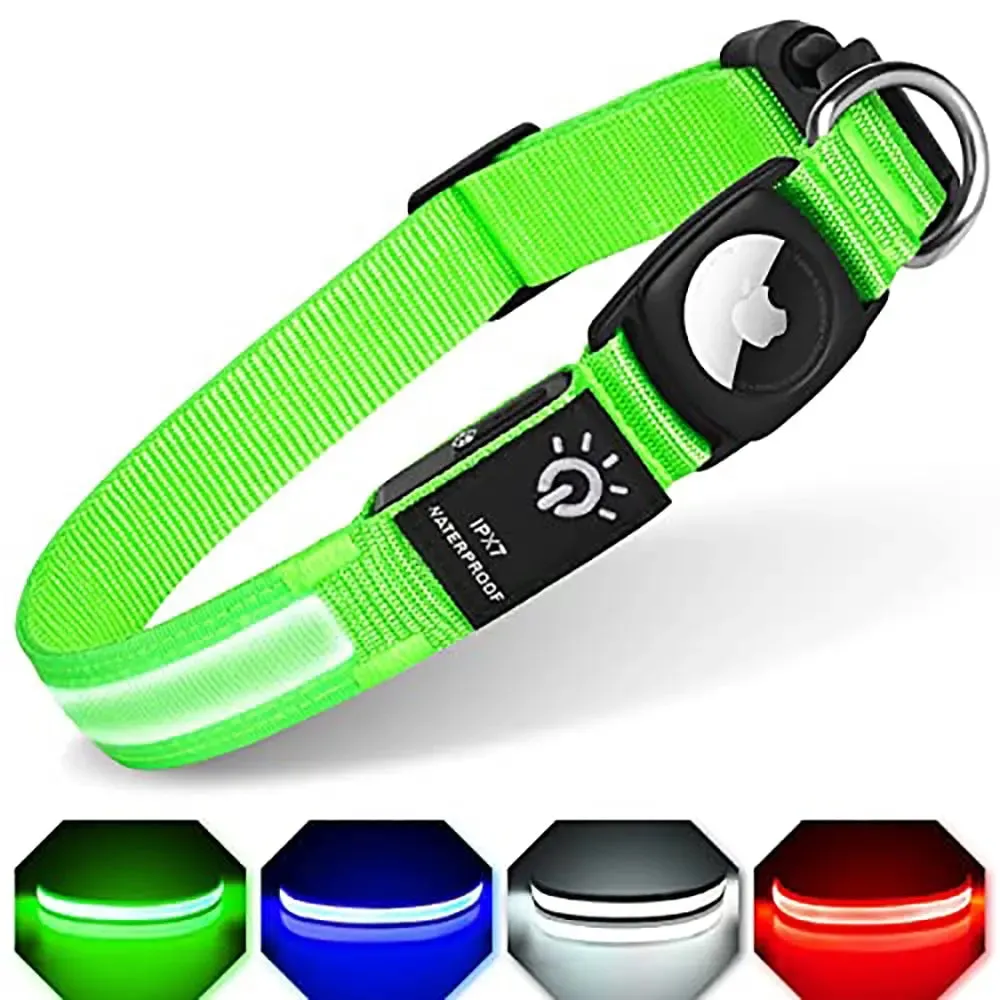 Quick Release Dog Collar w/ AirTag Holder & LED Light