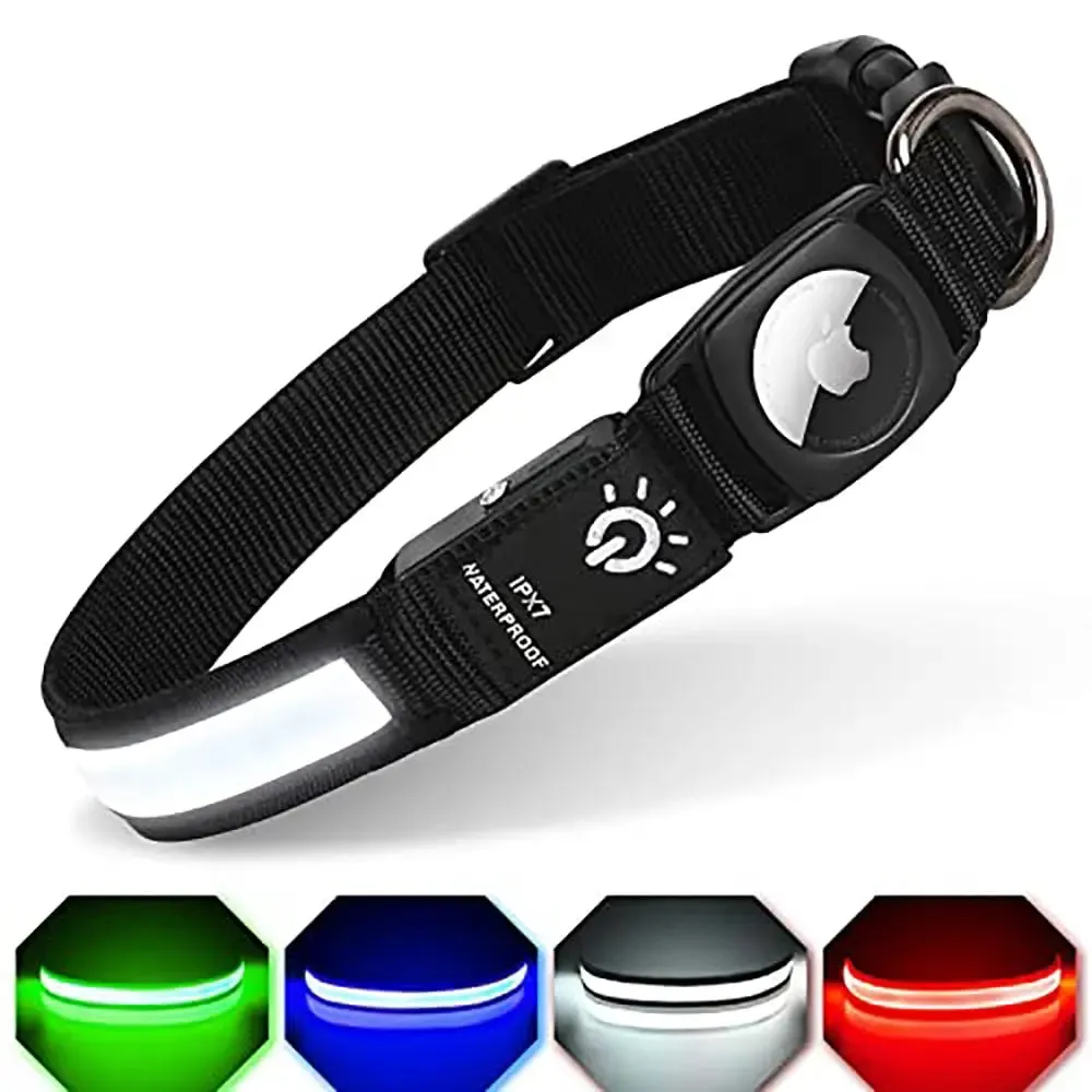 Quick Release Dog Collar w/ AirTag Holder & LED Light