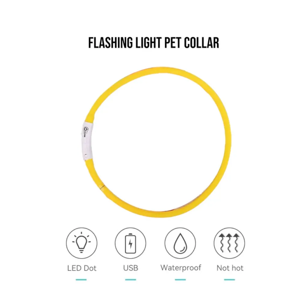 Talking Dog Club Flashing Light Collar for Dogs (Yellow)