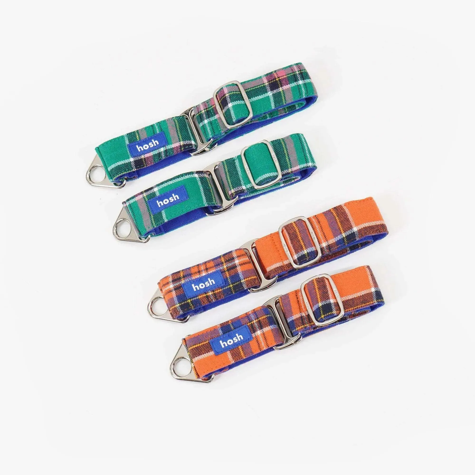 Tartan Pattern Martingale Collar   Leash Set | Green