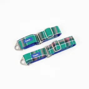 Tartan Pattern Martingale Collar   Leash Set | Green