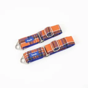 Tartan Pattern Martingale Collar   Leash Set | Orange