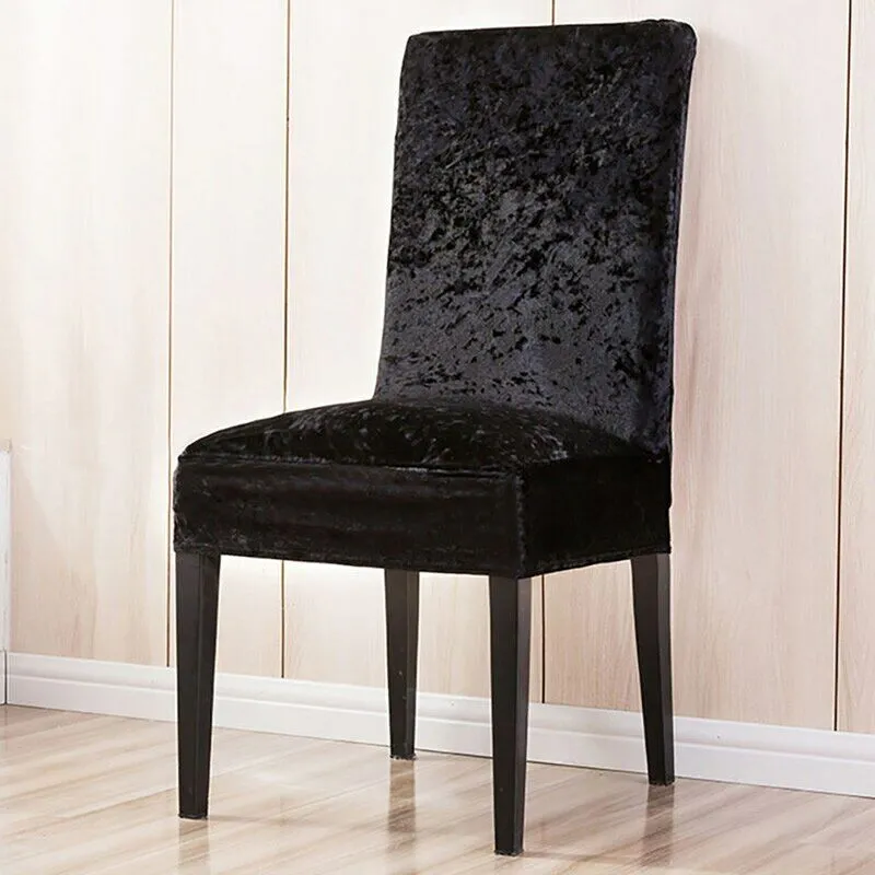 Trendily Premium Wrinkle-Free Stretchable Chair Covers, Velvet Elegance Black (CC-112)