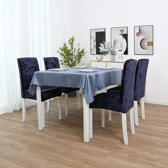 Trendily Premium Wrinkle-Free Stretchable | Washable Plain Velvet Chair Covers| Navy Blue  (CC-125)