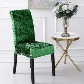 Trendily Premium Wrinkle-Free Stretchable | Washable Plain|Velvet Chair Covers |Rama Green (CC-135)